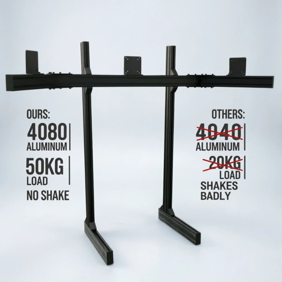 Triple Monitor Stand Sim Racing - 4080 Aluminum Sim Racing Triple Monitor